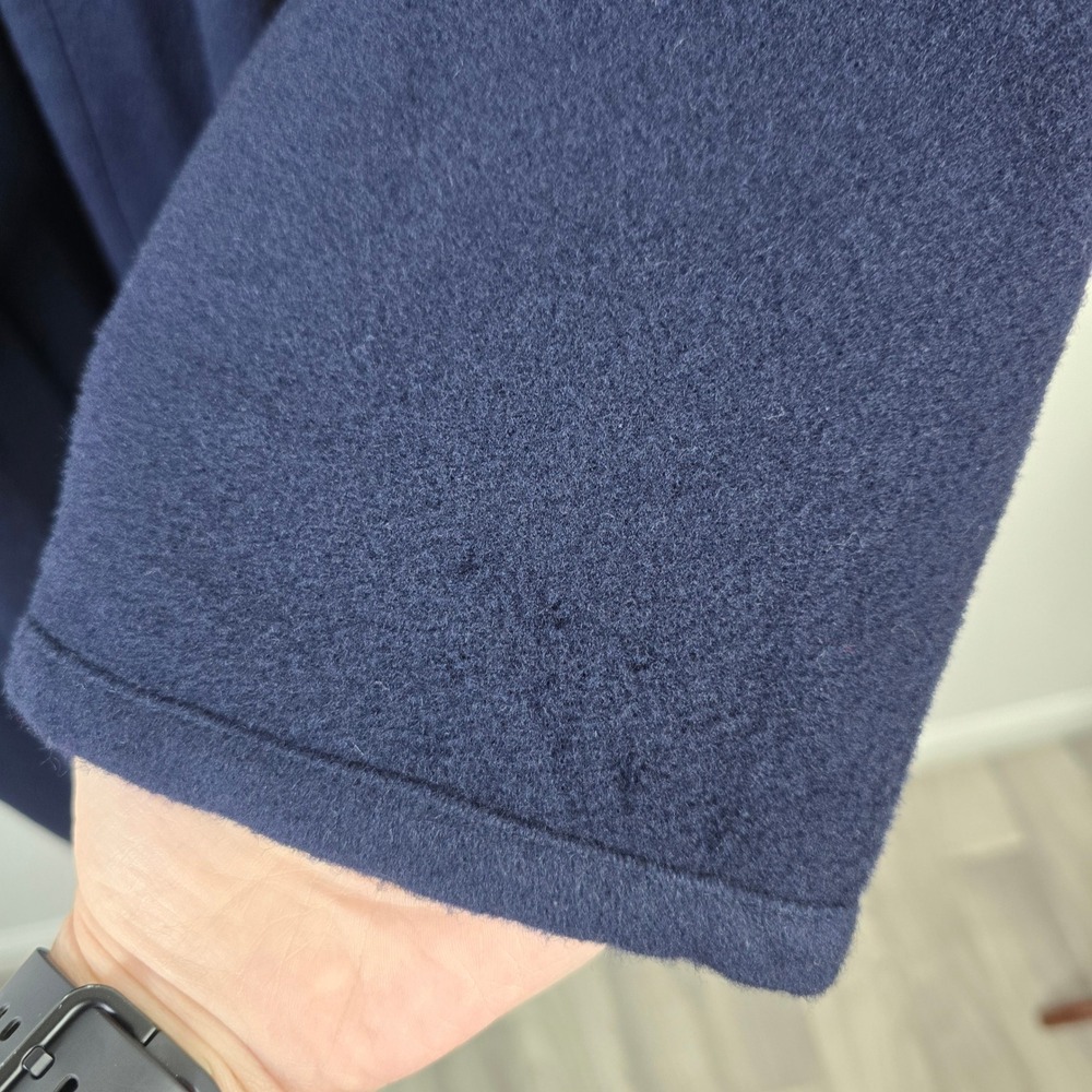 Eileen Fisher Vintage Navy Blue 100% Wool Shawl Collar Duster Coat Made in USA - Picture 4 of 6